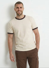 NOLL Ringer Tee – Off White / Brown