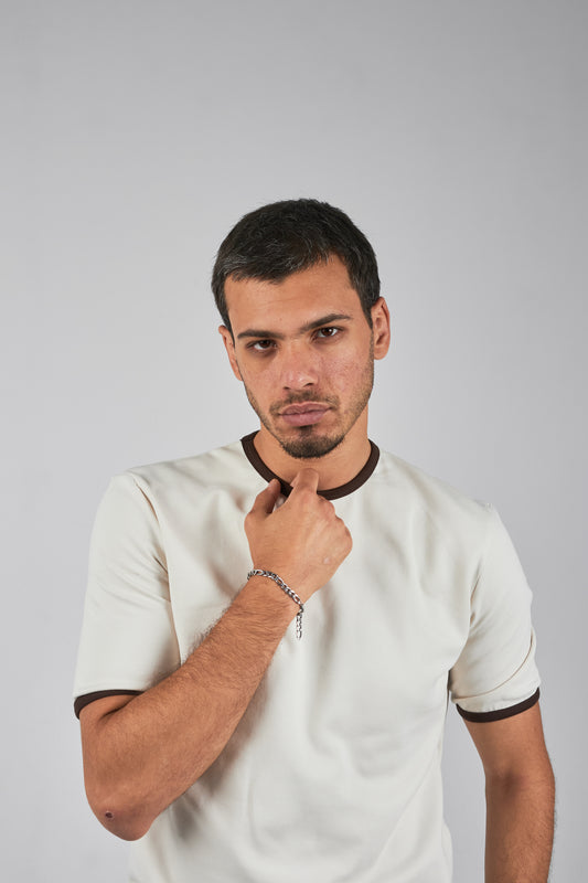 NOLL Ringer Tee – Off White / Brown